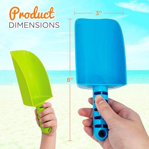 4E's Novelty 16 Pack Beach Shovels 8 Inch, Heavy Duty Plastic Sand Shovel for Kids, - Great for Planting Gardening Shovels for Toddlers, Outdoor Digging Sandbox Toys, Easter Basket Stuffers Small (Pack of 4)