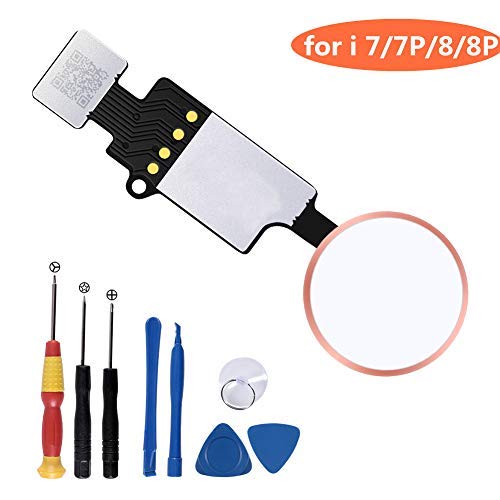 Home Button Replacement for iPhone 7 7Plus 8 8Plus, Home Button Touch ID Main Key Flex Cable Assembly Replacement with Repair Tools for iPhone 7 7P 8 8P (Rose Gold) rose gold
