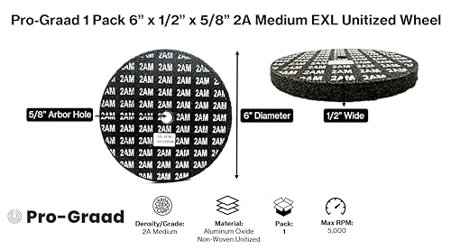 EXL Unitized Wheel 6" x 1/2" x 5/8", 2A Medium, 28023 6" x 1/2" x 5/8"