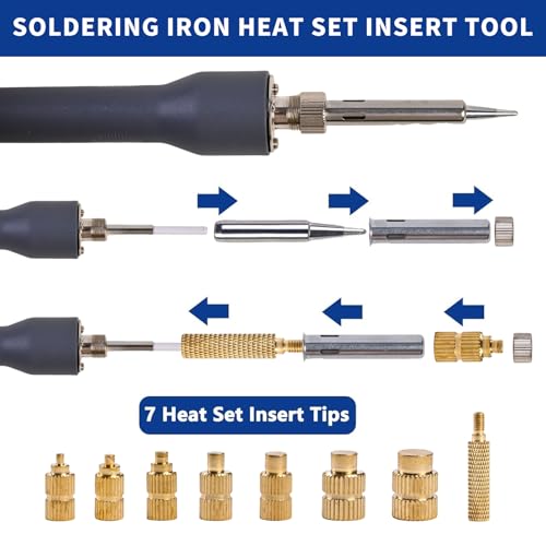 60W Digital Soldering Iron Heat Set Insert Tool Kit, Adjustable Temp 180-500℃ LCD Display, Extra Heat-Set Insert Tips, Threaded Inserts for Plastic & 3D Printing, Brass Inserts Hardware Set L300