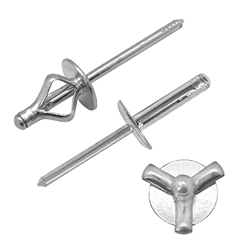 Tri-Fold Exploding Large Head Aluminum Pop Blind Rivets 3/16'' * 4/5'' Long Grip Solid Rivets Used For Industries Automobiles Kayak Sailboat & Furniture 100 Pieces Silver Silver-100pcs