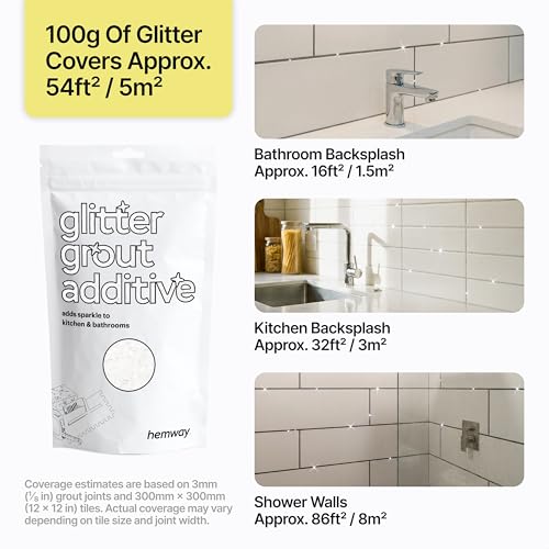 Hemway White Iridescent Glitter Grout Additive 100g Metallic Flakes