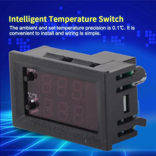 Temperature Controller, Digital Display DC 12V Thermostat, -50 to 110 Celsius Programmable Temperature Sensor for Home, Heater, Equipment Case