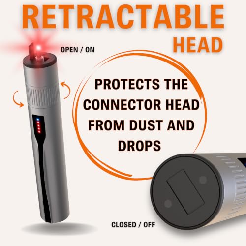 Visual Fault Locator - Rechargeable Red Light VFL Fiber Optic Tool kit - Retractable Head fits SC FC ST - Visible Red Light Source - Network Cable Tester - with Protective Case and LC Adapter