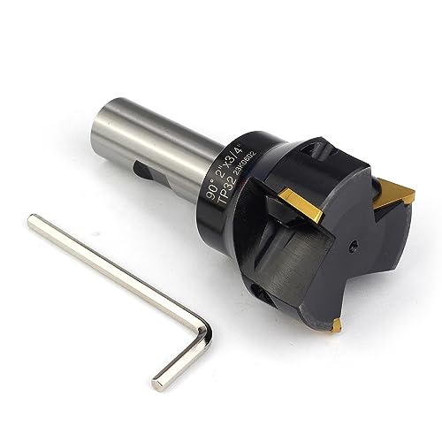 Indexable End Mill with 3 Pcs TPCN32PDTR Tpg32 Carbide Inserts, 2" Cutting Diameter, 3-3/4" Overall Length, 90 Degree, 3/4" Shank, TP32, 3 Flutes