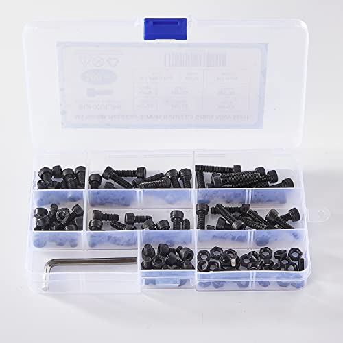 M5 x 6mm 8mm 10mm 12mm 16mm 20mm 25mm Hex Socket Head Cap Screws Bolts and Nuts, Metric Allen Hex Drive, 12.9 Grade Alloy Steel, Black Oxide Finish, Fully Threaded, Assortment Kit 100PCS M5 Socket Head(100PCS)