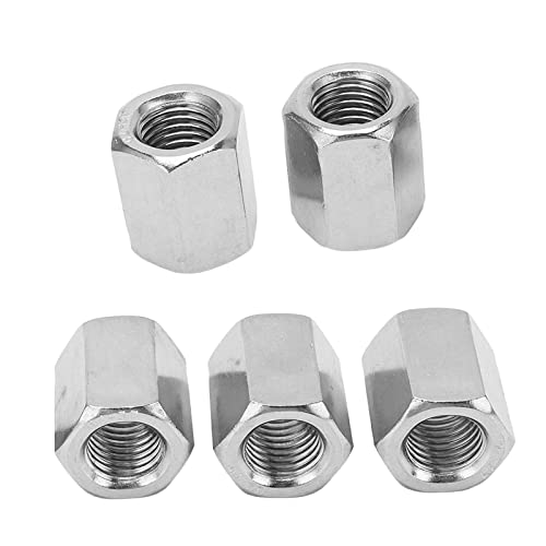 Tissting Hex Coupling Nut M16 x 2, 24mm OD, 30mm Length, 304 Stainless Steel - 5 Pcs Hex Rod Nuts for Threaded Bar Connection, Indoor & Outdoor Use M16x2x30MM