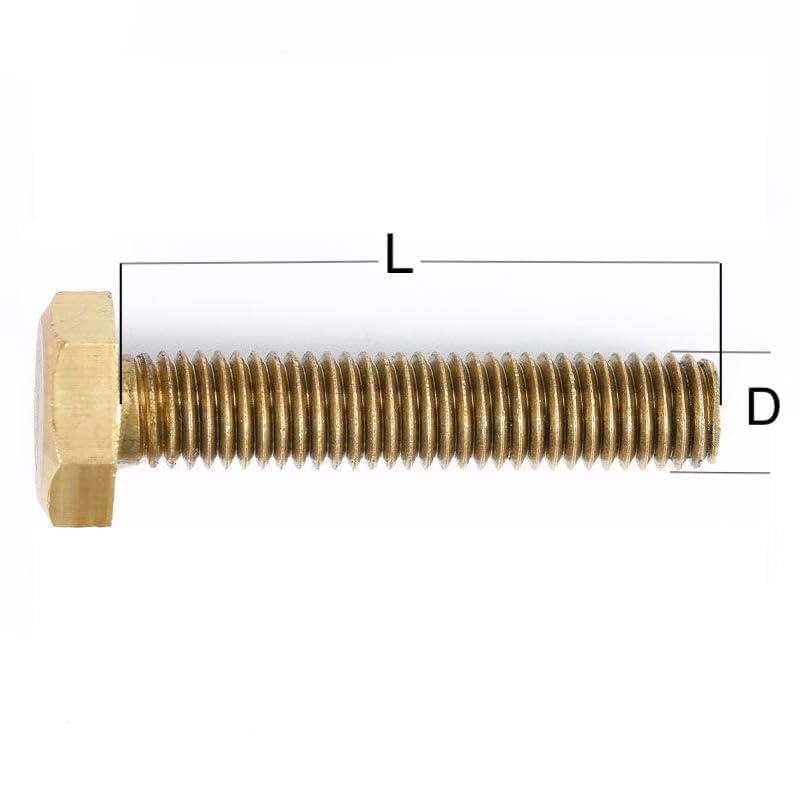 M8 x 16mm Brass Hex Head Bolts - 10 Pieces, External Hex Thread Screws for Appliances, Furniture, DIY Projects, Machinery Repair M8*16mm