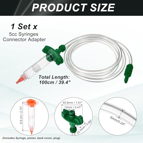uxcell 5cc Air Tubing Glue Dispenser Syringes Kit, Syringes Connector Adapter Plastic Clear Tube Sleeve with Piston, End Cap, Top Hat for Industrial Glue Liquid Dispensing, Green