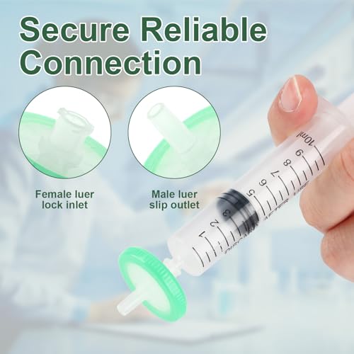 Nylon Syringe Filter 13mm 022um Hydrophilic Membrane, Syringe Lab Filters, Non-Sterile Laboratory Filters, 100 Count Nylon 13mm 0.22μm
