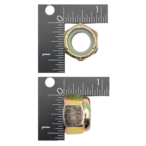 9/16"-18 Grade N8 Nylon Lock Nuts (8 Pack) – Heavy Duty Yellow Zinc Fine Thread Locking Fasteners, Vibration Resistant for Grade 8 Hardware