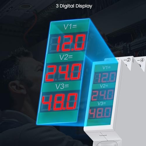 Garosa DIN Rail Voltmeter 3 Digits DC 11V to 310V Voltage Range Voltage Meter LCD Display with Switch Output Function Isolated Triple Way Modular Electrical Instrument