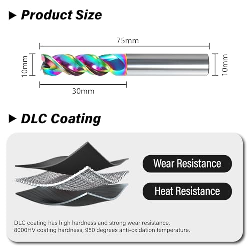 10mm 3 Flute Carbide Square End Mill, High Feed U-Type for Aluminum 10mm High Feed U-Type Design