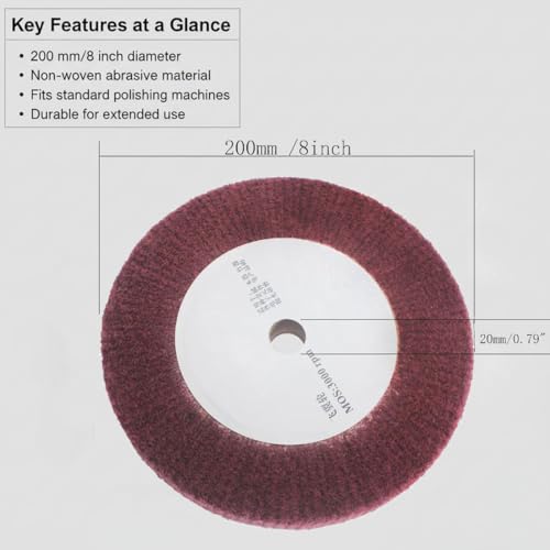 2 Pcs 8'' Non-Woven Polishing Wheels 320 Grit