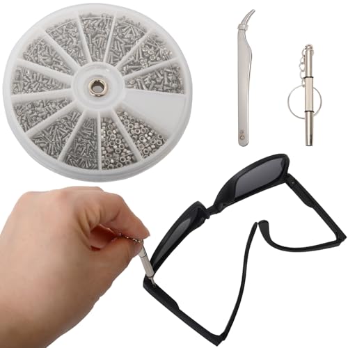 1000Pcs M1 M1.2 M1.4 M1.6 Stainless Steel Screw and Nut Set Assortment Repair Tool Kit with Mini 3 in 1 Screwdriver Keychain for Glasses Cellphone Watches Clocks Home Repair