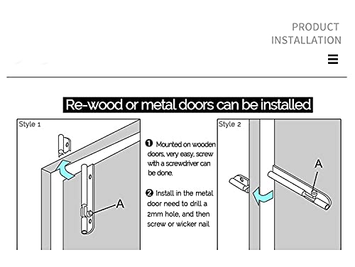 Barrel Bolt Door Latch With Padlock Hole, Thickened 304 Stainless Steel Slide Door Lock, 6 Inch Matte White, 2 Pack, 226BB-WH-2 White 6"