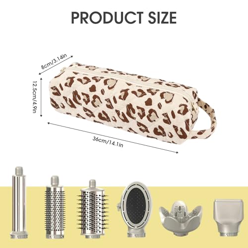 4pcs Hair Tools Travel Bag Soft Compact Case Compatible with Airwrap & Shark Flexstyle, Curling Iron & Flat Iron Storage Organizer, Portable Hair Accessories Bag Bow & Leopard & Cherry & Blue Flower 4