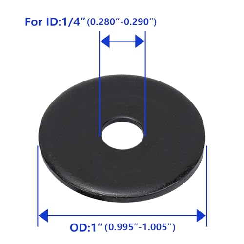 1/4" x1"OD Black Fender Washer,18-8 (304) Stainless Steel Flat Washer, 1/4 ID x 1" OD, 100Pcs 6.4mm x 25mm(Black)