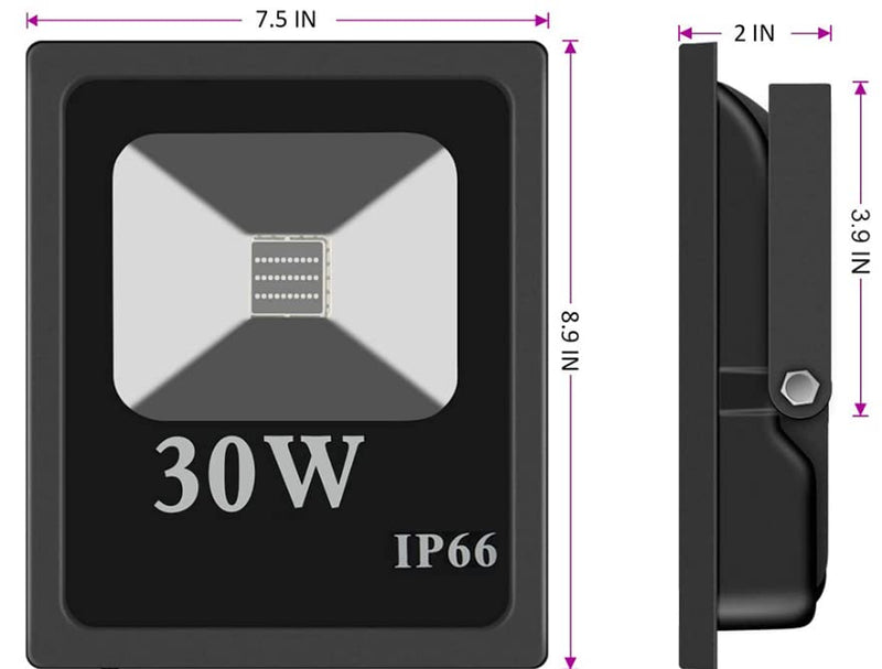 RGB Flood Lights,30W high Power WS2811 Full Color Smart Flood Light, RGB addressable LED Pixel floodlight DC12-24V;IP66Waterproof (1PCS-WS2811-30W, Black) 1PCS-WS2811-30W