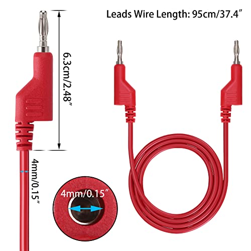 Sumnacon 4 Pcs 4mm Banana to Banana Plug Test Leads for Multimeter,3.3Ft/1M 1 m