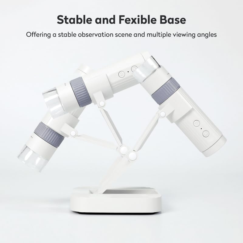 M2C Wireless Digital Microscope 50X-1000X Handheld Portable Microscope 1080P HD with Adjustable Stand, USB Coin Microscope Camera Magnifier Compatible with iPhone Android iPad & PC, White