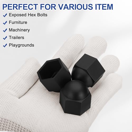PATIKIL 100 Pcs Hex Nut Cover, M16x24x27mm Nylon Screws Bolt Covers Caps Dome Acorn Hex Head Bolt Protection Cap for Screws Nut, Black Green