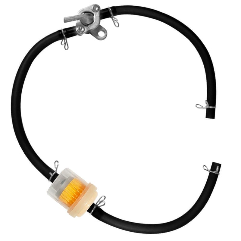 Gas Fuel Line Hose Clamps Fuel Filters with Inline Shut Off Valve Petcock Set for 50cc 70cc 90cc 110cc 125cc 150cc Taotao Coolster Apollo Baja ATV Four Wheeler Dirt Pit Bike (BLACK) Black
