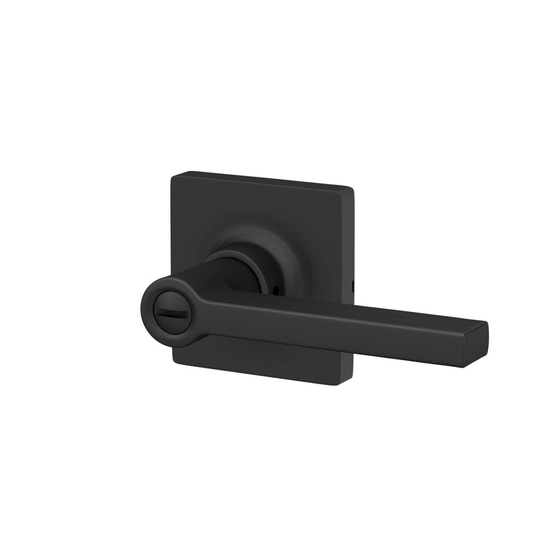 Straight Lever with Square Trim Bedroom and Bathroom Door Handle, Matte Black Finish 2-3/8 in (60 mm) or 2-3/4 in (70 mm)