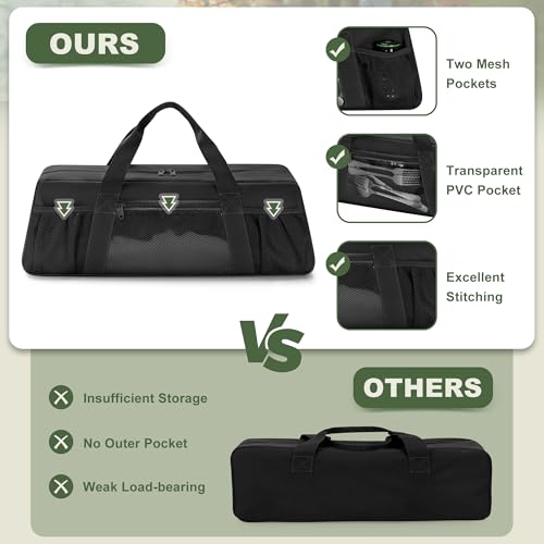 HODRANT Grill Tool Storage Bag with Pockets for Barbecue Tool up to 22" Black