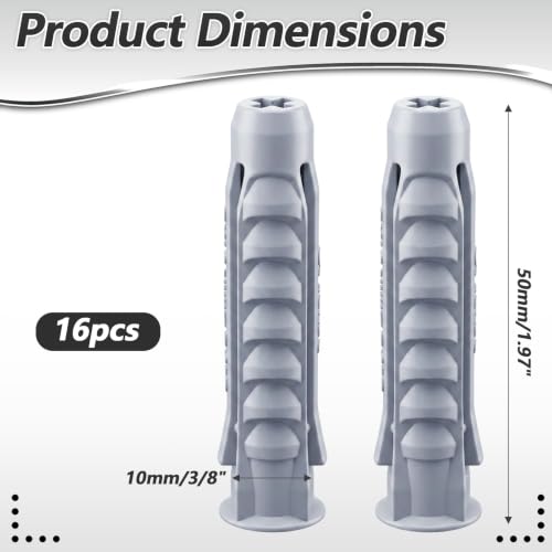 JIEYAO 16 Pcs Concrete Wall Anchors for TV Mount Installation (Pack of 3) M10x50mm (Pack of 3)