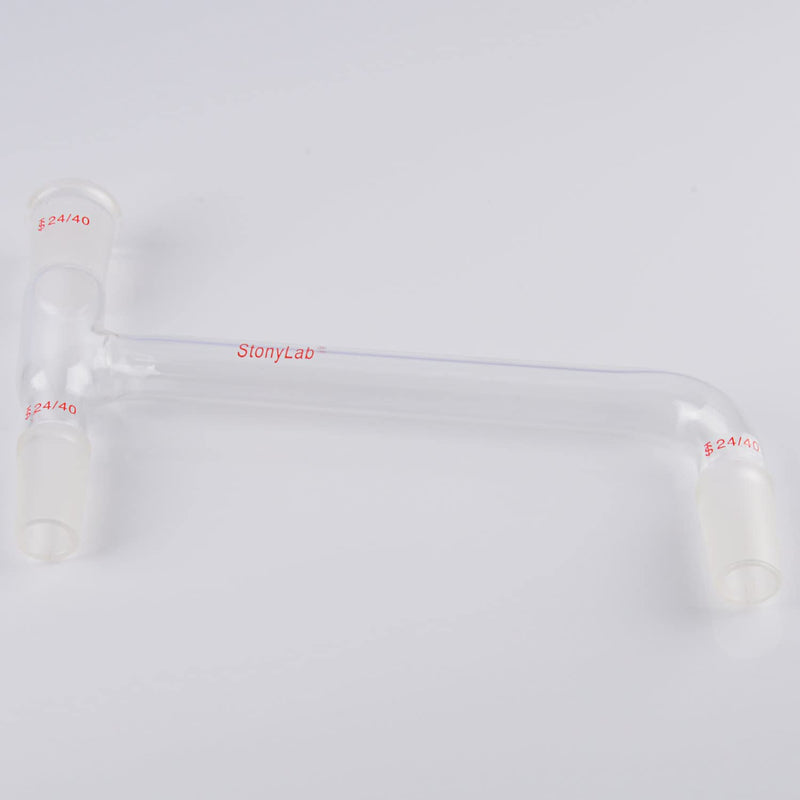 stonylab Borosilicate Glass 75 Degree Bent Distilling Adapter, with Two 24/40 Inner Joints and One Outer Joint, for Laboratory Distillation 24/40 Joint