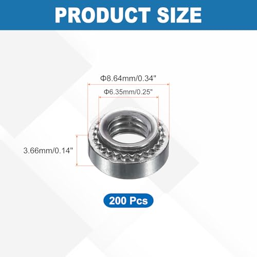 uxcell 200Pcs Self-Clinching Nuts, #10-32 x 0.14 304 Stainless Steel Pressure Rivet Nut Mounting Hardware Fastener for Construction Industry #10-32 x 0.14" 200