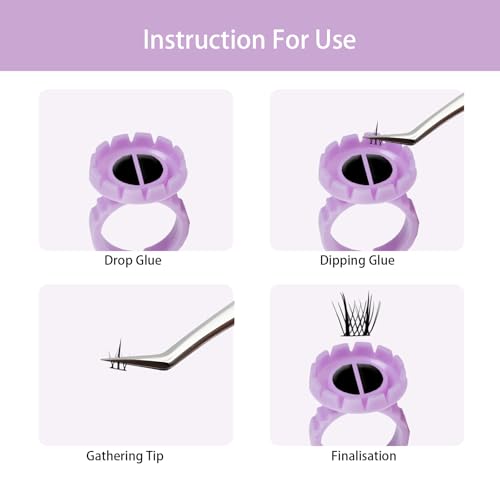 400 Pcs Purple Glue Cups, Lash Glues Rings Smart Glue Cup, Round Glues Rings for Eyelash Extensions/Lash Tech