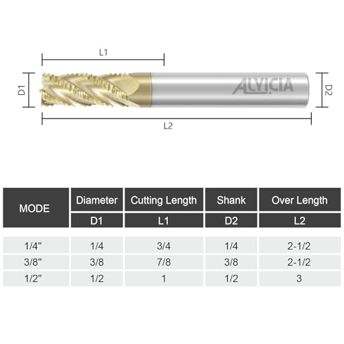 1/2" Roughing End Mill 4 Flute Tungsten Carbide Milling Cutter Bits 1 1/2 in