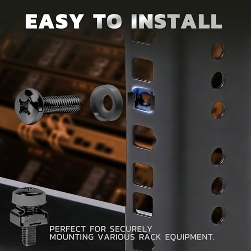 M6 x 20mm Rack Screws Kit, Cage Nuts, 60 Sets, Black M6x20mm