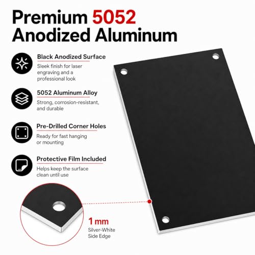 10 Pack 5052 Black Aluminum Sheets 5" x 7" x 1mm