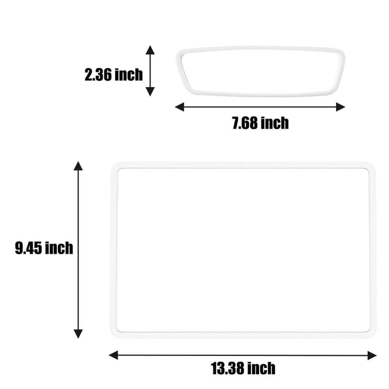 2Pcs Silicone Protector Frames of Screen and Rear View Mirror for Tesla Model 3 2017-2023 and Model Y 2019-Feb.2025. (White) White