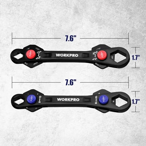 WORKPRO 2 Pcs 12-In-1 Universal Adjustable Wrench Set, Metric & SAE