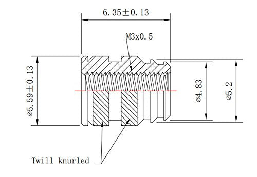 [initeq] M3-0.5 Threaded Heat Set Inserts for 3D Printing (100, Long) 100