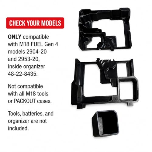 M18 Drill & Impact Driver Gen 4 Compatible Tool Insert | Fits PACKOUT Compact Organizer 48-22-8435 | PETG
