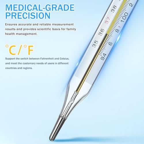 TOYANDONA 3PCS Glass Temperatures Measurement Adult - General Use Temperature Testing Tools Accurate Temperature Measurement for Families, Dual Scale