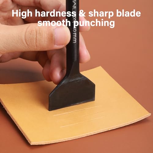 WUTA 12 Pcs Slot Leather Punch Set,Leather Hole Punch Tool,Carbon Steel Black Slotted Punch Leather Craft Tool