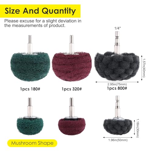 6 PCS Non Woven Abrasive Buffing Polishing Wheel Drill Attachment Set