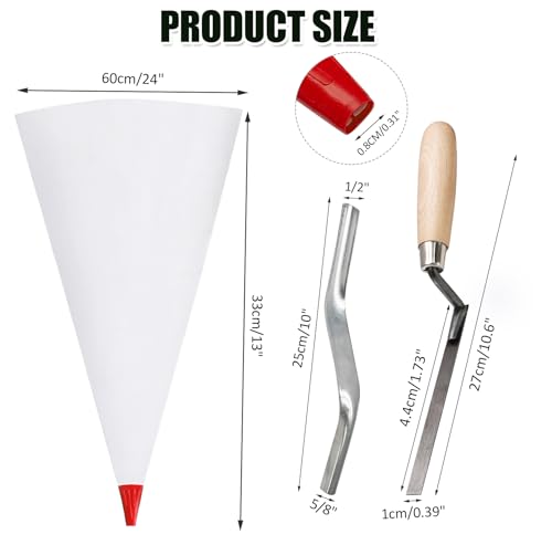 Biaungdo 3 Pack Red Grout Bag Brick Jointer Tuck Pointer Kit for Tile Work