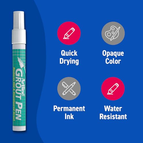 Artline Grout Pen, Waterproof Chisel Tip, White, 12 Pack