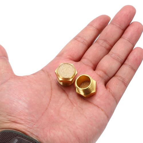 MECCANIXITY 4pcs Male Air Pneumatic Mufflers 3/8" NPT Sintered Bronze Muffler Air Fittings for Pneumatic Tool and Industrial Machinery