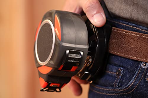 Universal Tape Measure Holder, Rotating Lock Function,Works with Any Clip Size, Belts up to 2" Wide, Made in Korea