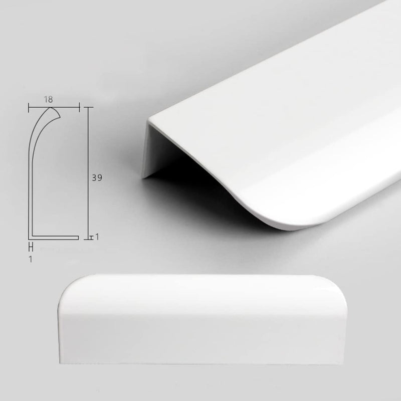 6 Pack Finger Edge Pull Furniture Drawer Handles Bright White Hidden Cabinet Kitchen Drawer Pull Handles Length:300mm/11.8" Arc angle