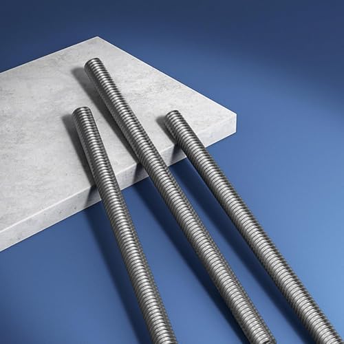 Fully Threaded Rod M10 x 50mm 1.5mm Thread Pitch, 20 Pack 304 Stainless Steel Right Hand Threaded Rods Bar Studs for Furniture Machinery Assembly