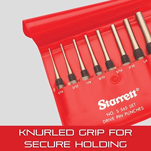 Starrett Brass Drive Pin Punch, 5/16" (8mm) Diameter, 4" (100mm) Length 5/16"